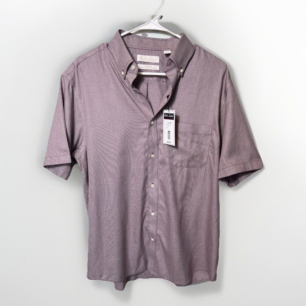 Roundtree & Yorke Gold Label Shirt Mens Medium Burgundy Non-Iron  Cotton